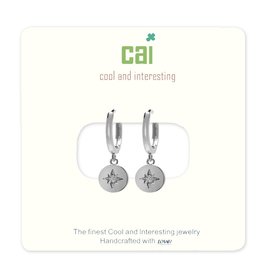 CAI Silver Huggies Earrings, compass