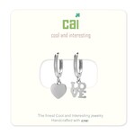 Cool and Interesting CAI Silver Huggie Earrings, heart-love