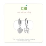 Cool and Interesting Silver Huggie Earrings, heart-love