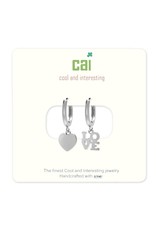 Cool and Interesting CAI Silver Huggie Earrings, heart-love