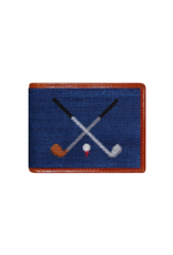 Smathers & Branson S&B Needlepoint Bi-fold Wallet, Crossed Club on classic navy