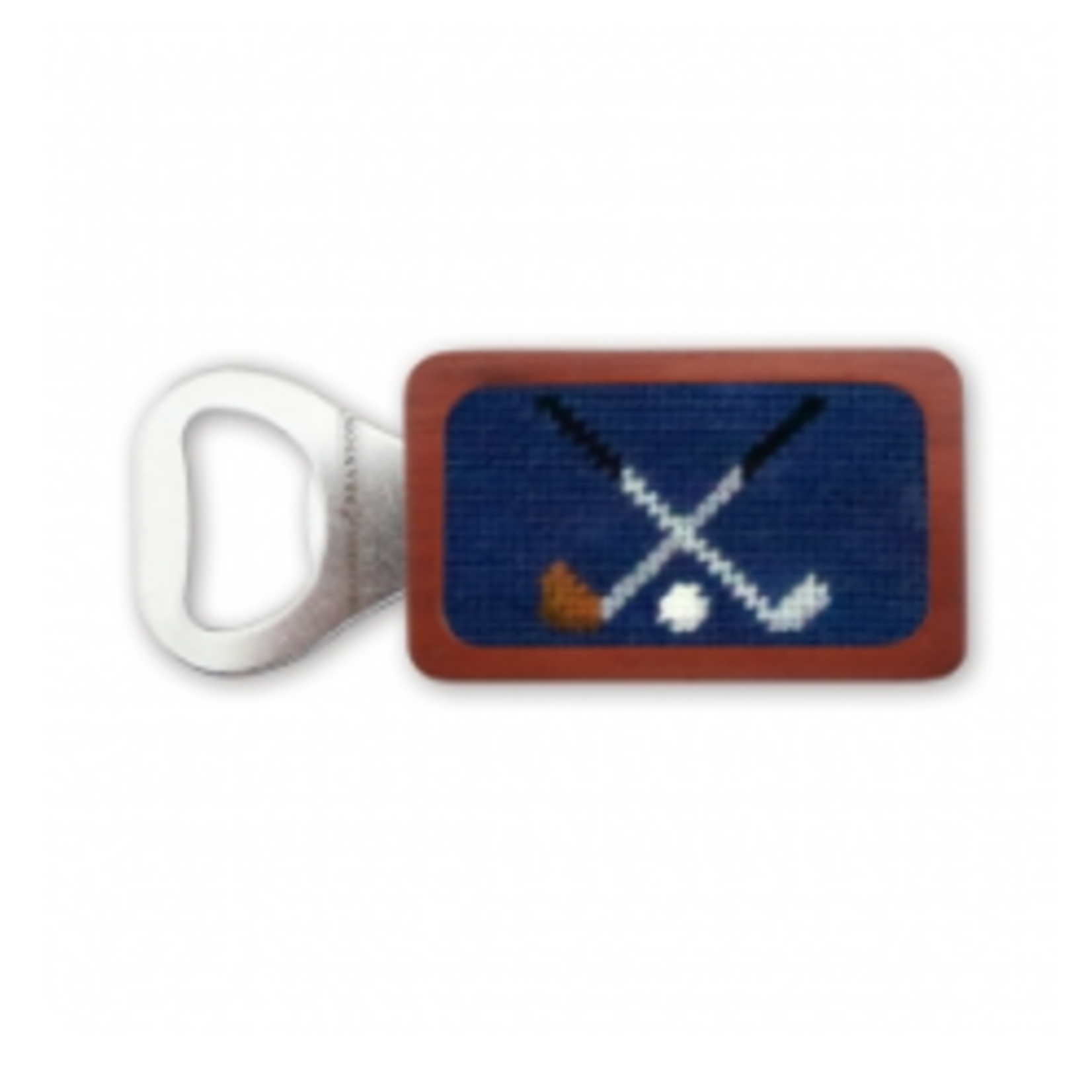 Smathers & Branson S&B Needlepoint Bottle Opener, Cross Clubs (classic navy)