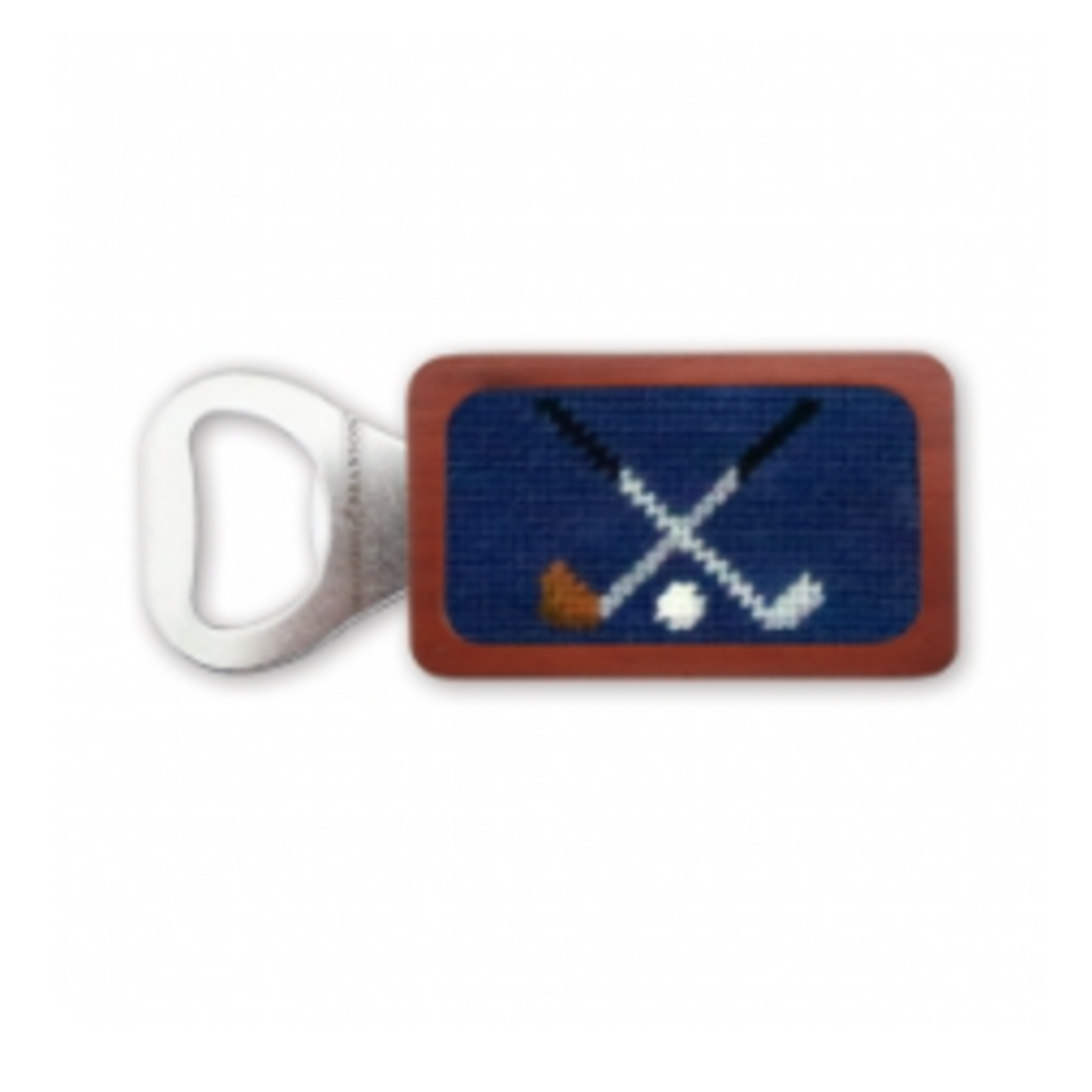 Smathers & Branson S&B Needlepoint Bottle Opener, Cross Clubs (classic navy)