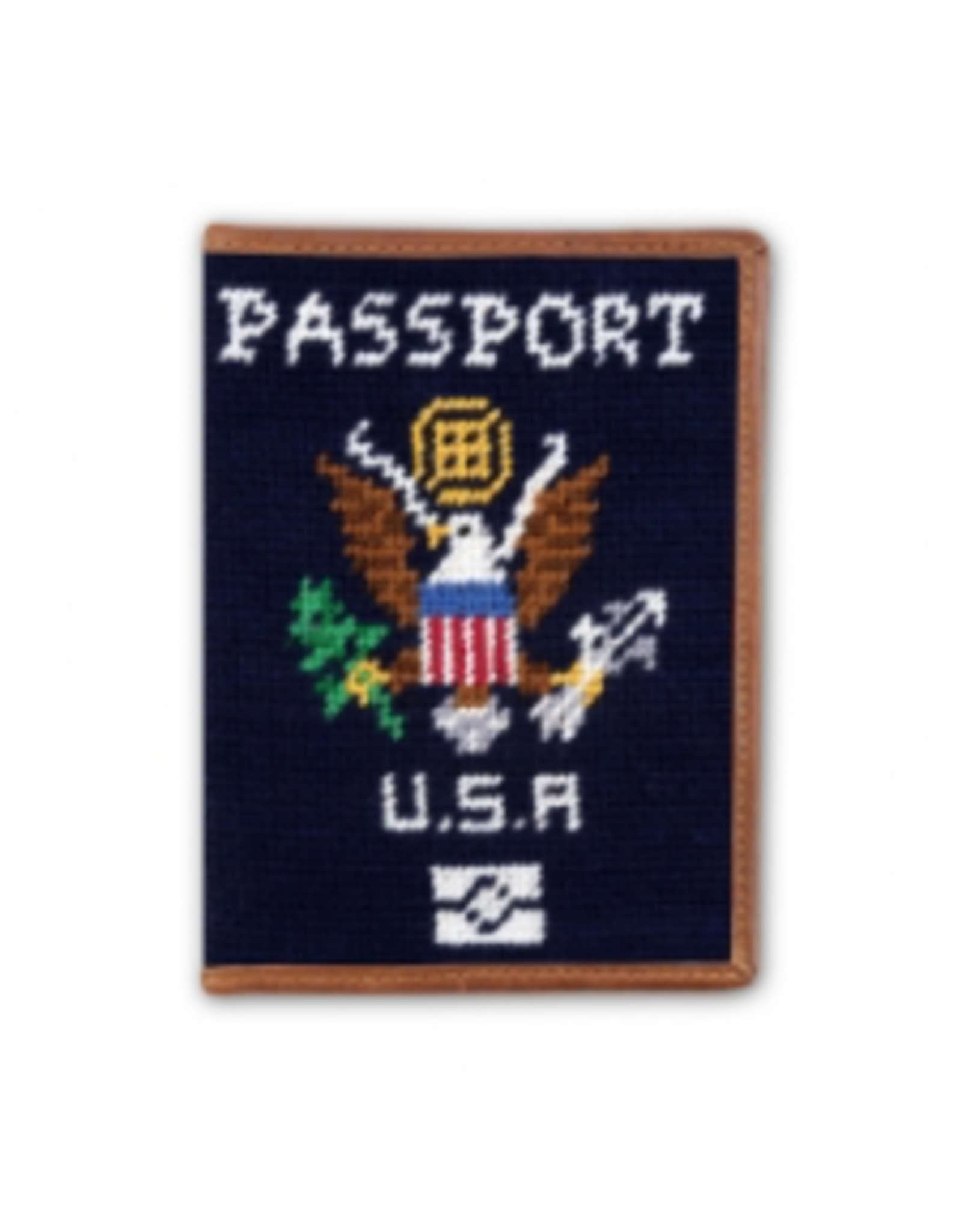 Smathers & Branson S&B Needlepoint Passport Case, dark navy