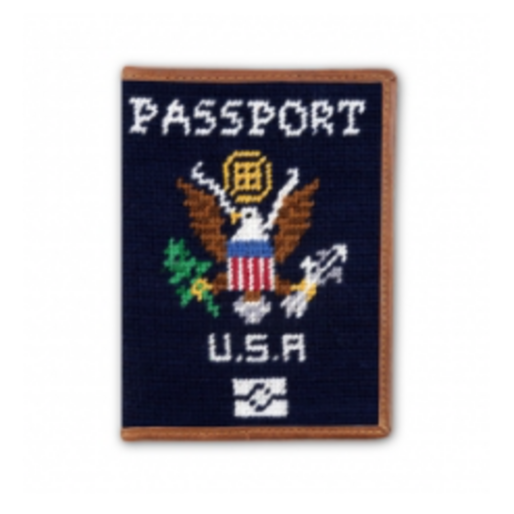 Smathers & Branson S&B Needlepoint Passport Case, dark navy