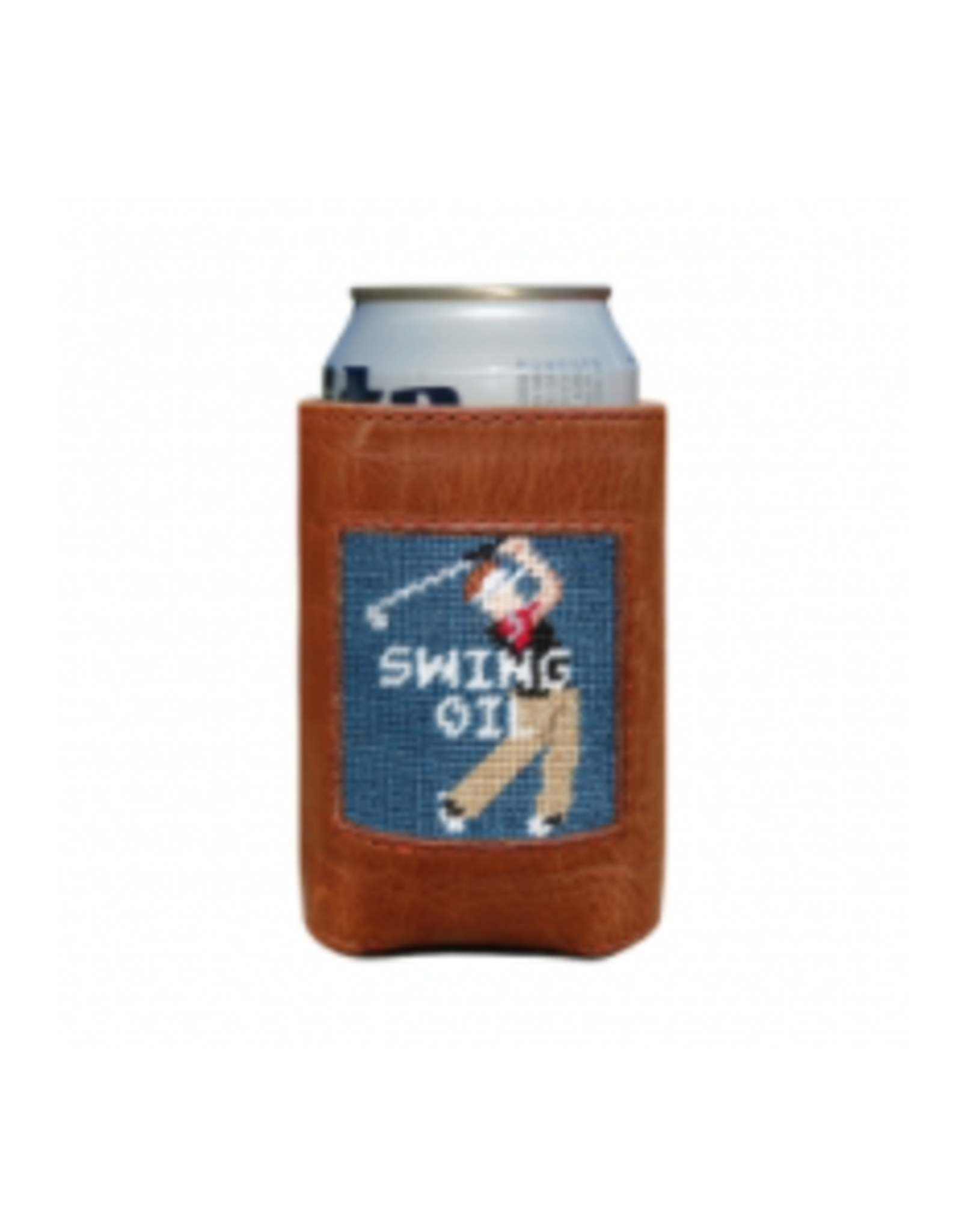 Smathers & Branson S&B Needlepoint Can Cooler, Swing Oil on slate