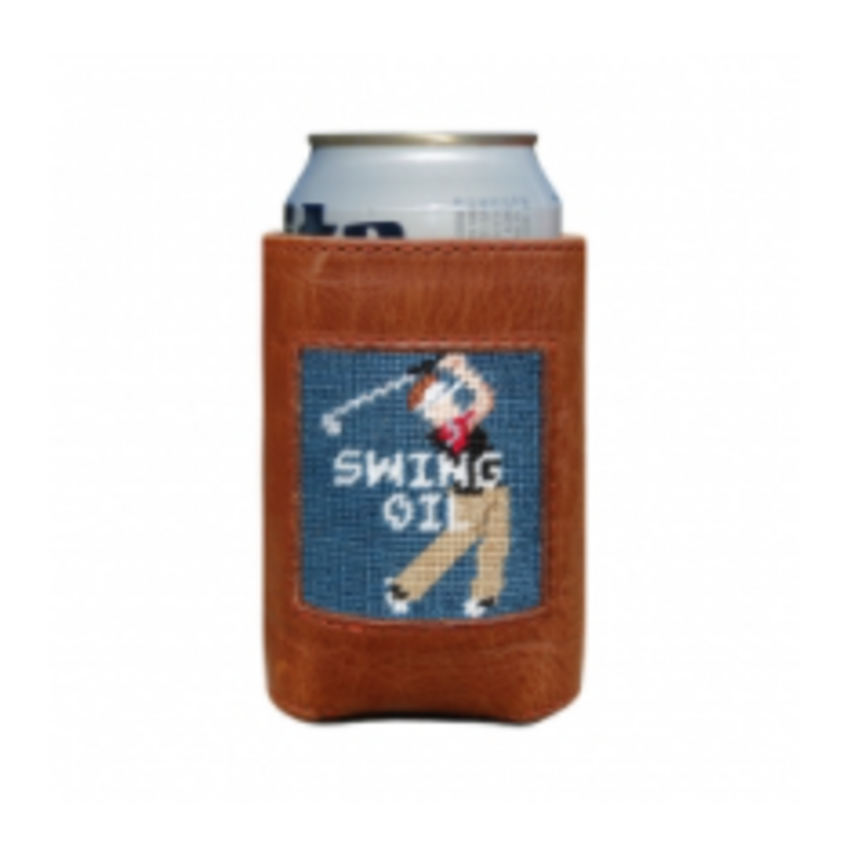 Smathers & Branson S&B Needlepoint Can Cooler, Swing Oil on slate