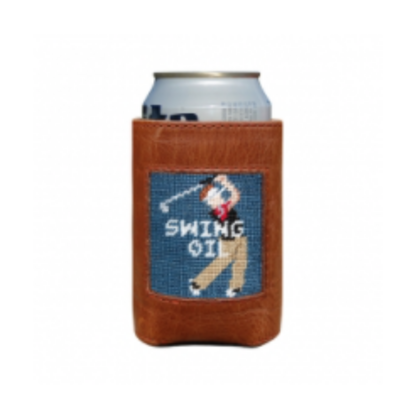 Smathers & Branson S&B Needlepoint Can Cooler, Swing Oil on slate