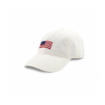 Smathers & Branson S&B Needlepoint Ball Hat, American Flag on White