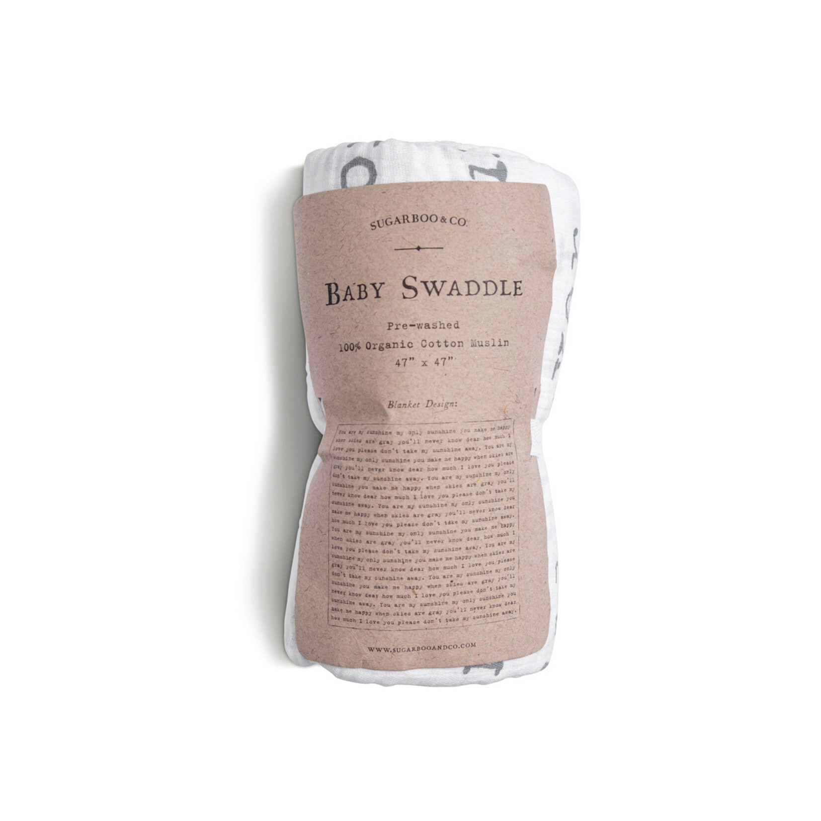 Sugarboo & Co Swaddle Blanket, You Are My Sunshine