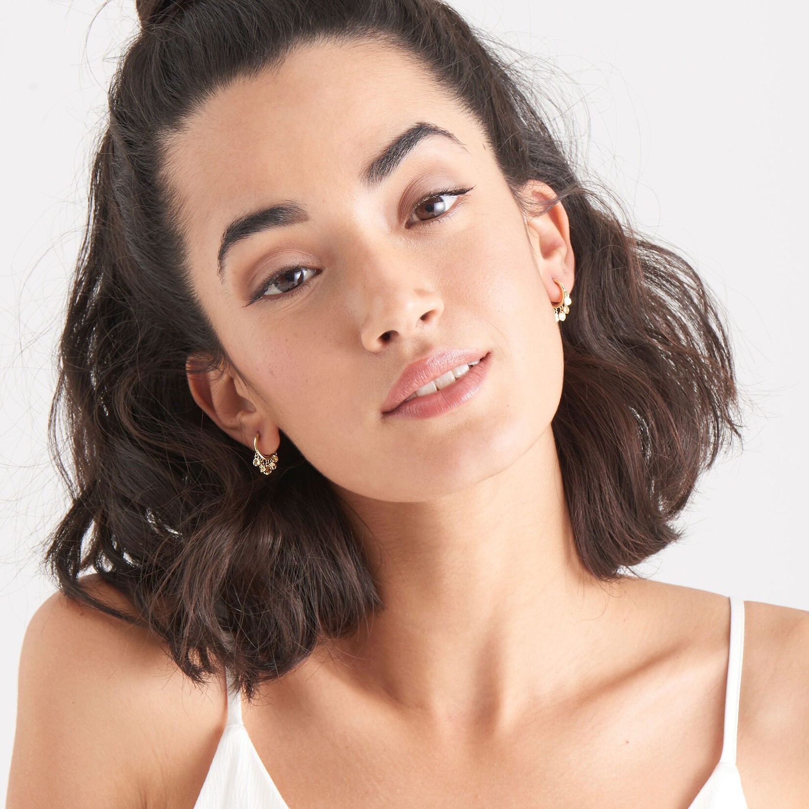 Ania Haie Ania Haie Ear We Go Mini Disc Huggie Hoops, gold