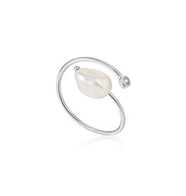 Ania Haie Ania Haie Pearl Twist Adjustable Ring, Silver
