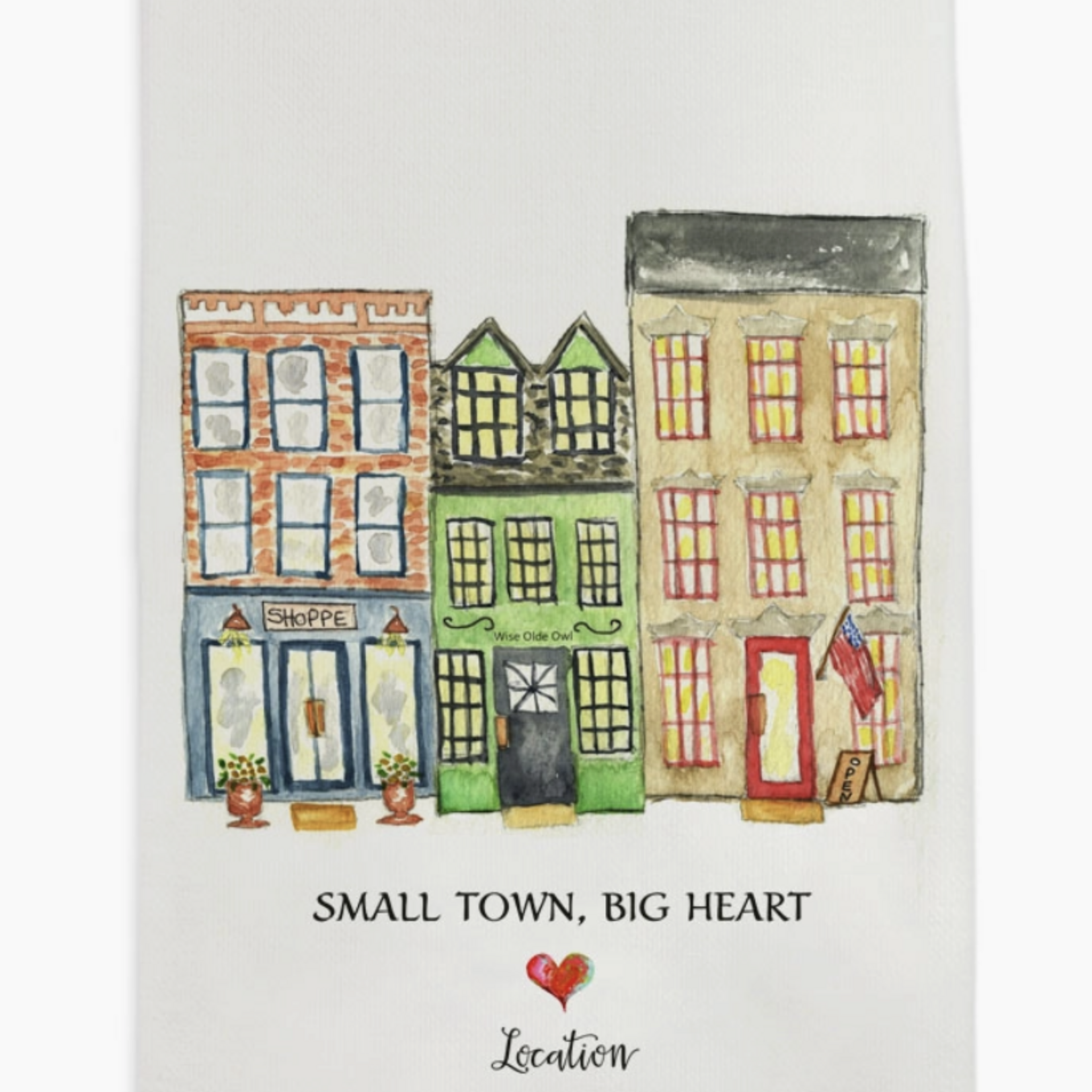French Graffiti Small Town Big Heart Oxford Dishtowel