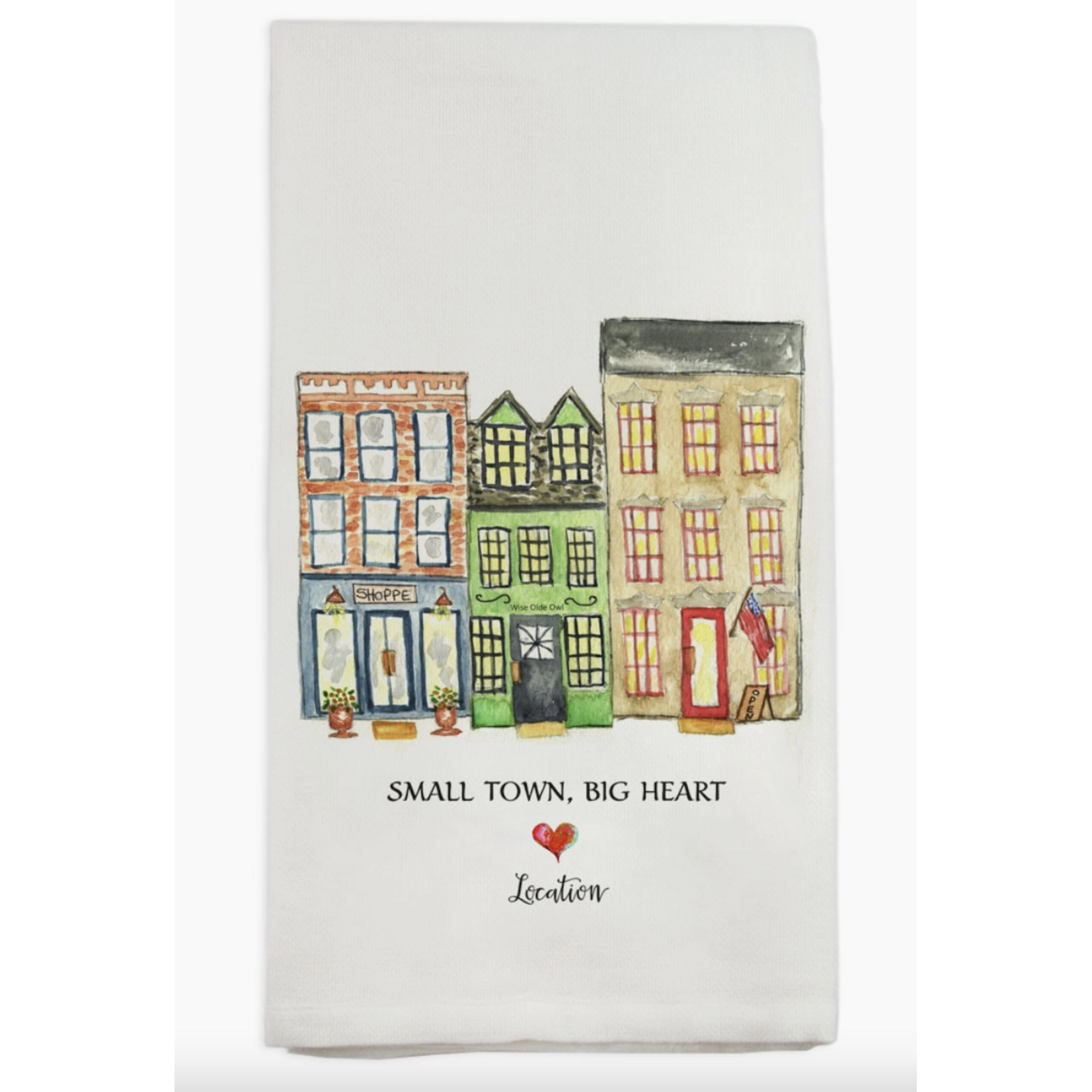 French Graffiti Small Town Big Heart Oxford Dishtowel