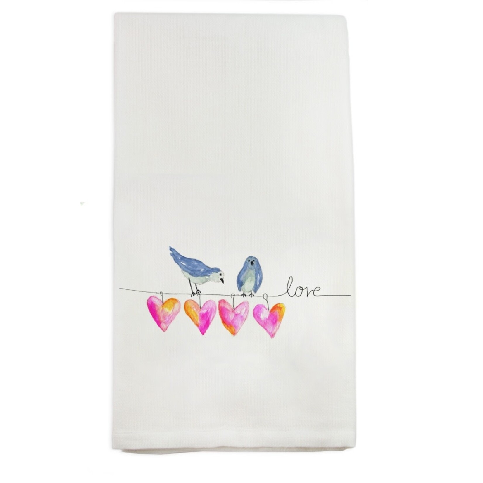 French Graffiti Hearts on a Wire Dishtowel