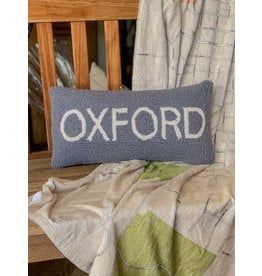 Peking Handicraft Pillow, Oxford, Gray w/White Lettering