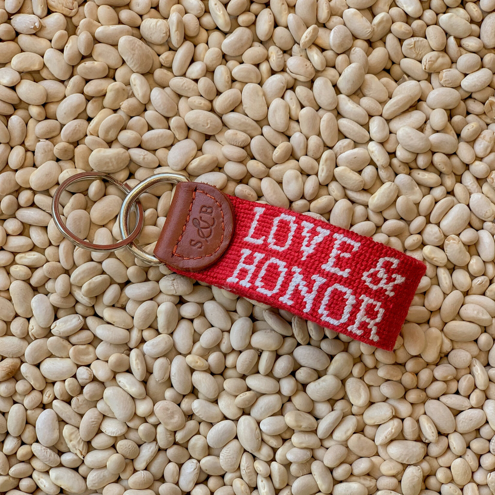 Smathers & Branson S&B Needlepoint Key Fob, Love & Honor