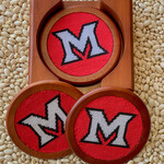 Smathers & Branson S&B Needlepoint Coasters, Miami University, set of 4