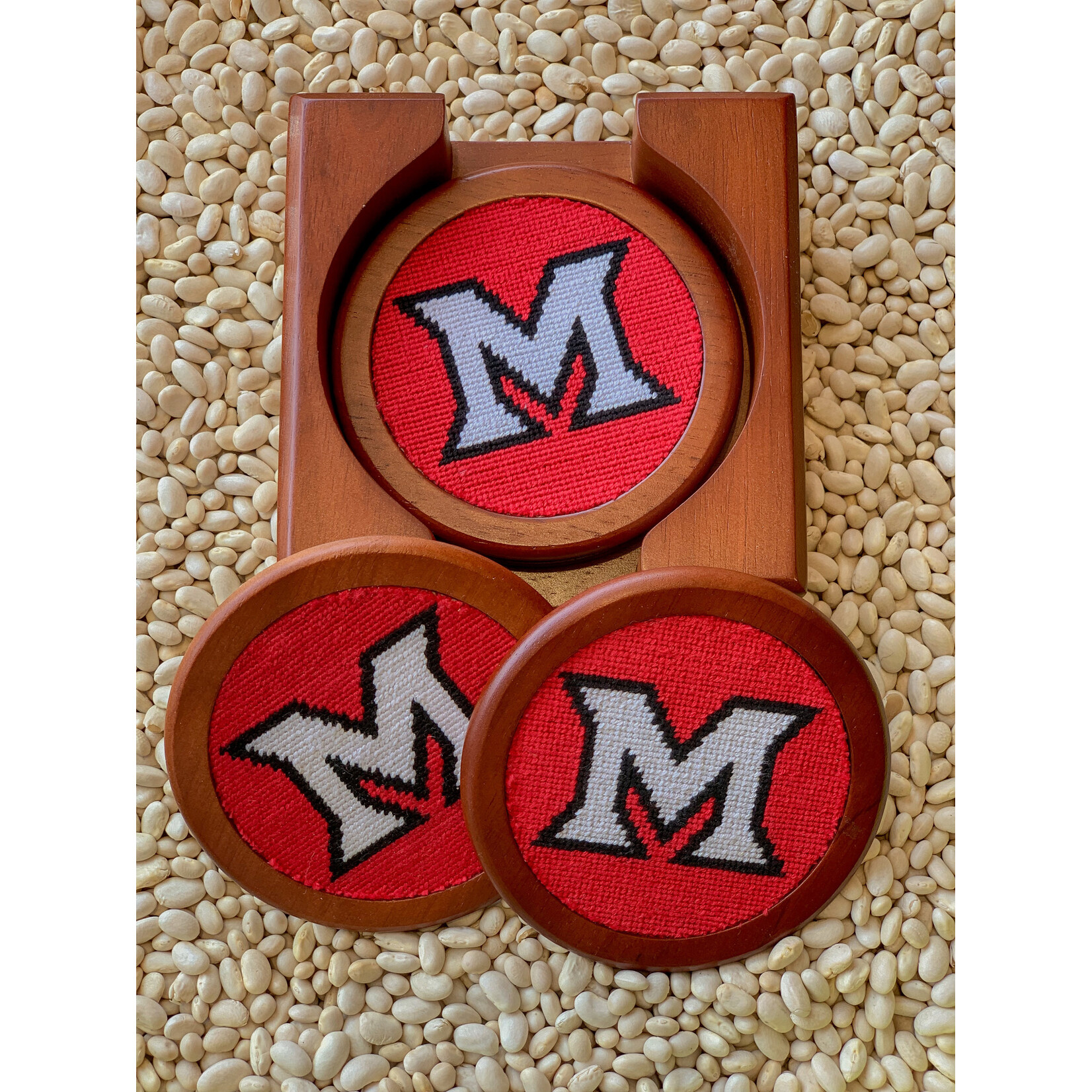 Smathers & Branson S&B Needlepoint Coasters, Miami University, set of 4
