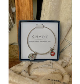 Chart Metalworks Chart 2-Charm Bangle with Oxford Map & Petite Heart