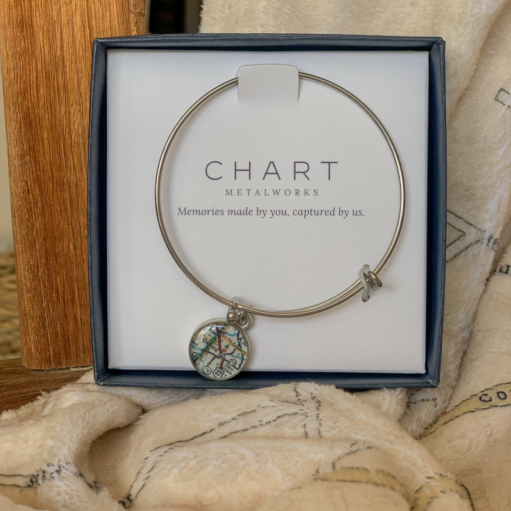 Chart Metalworks Chart Expandable Bangle with Oxford Pewter Charm
