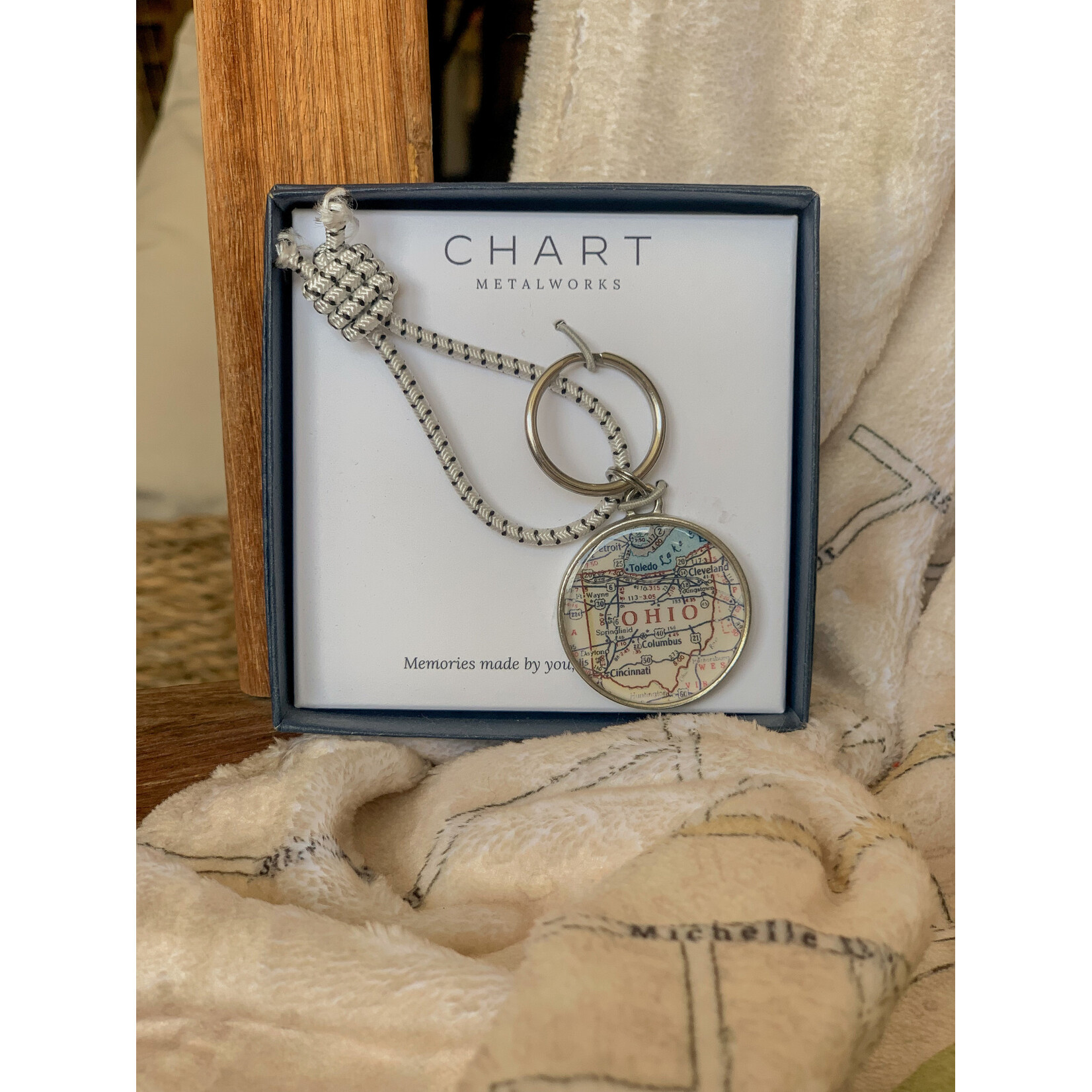 Chart Metalworks Chart Key Ring with Ohio Map