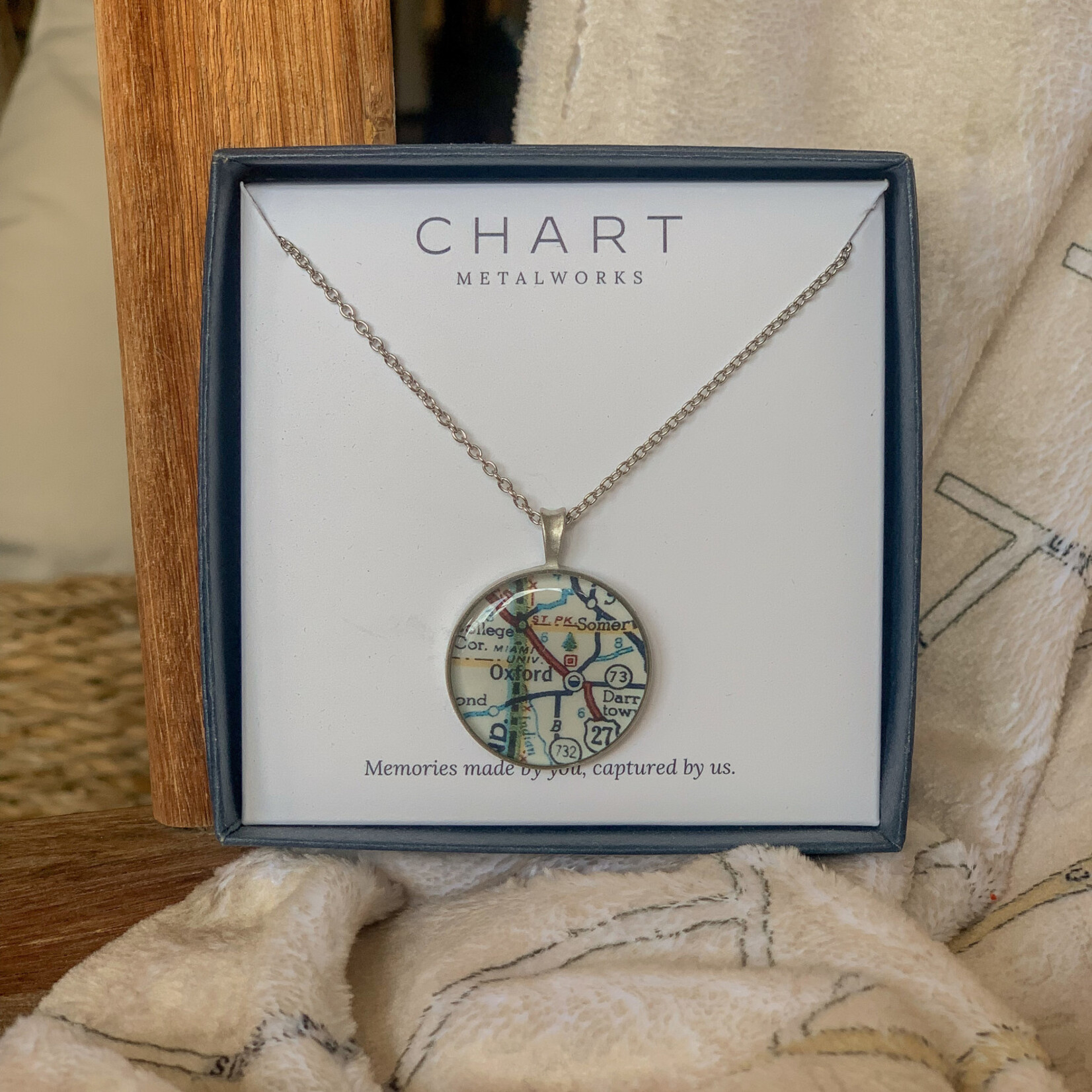 Chart Metalworks Chart Oxford Map 1" Charm Necklace