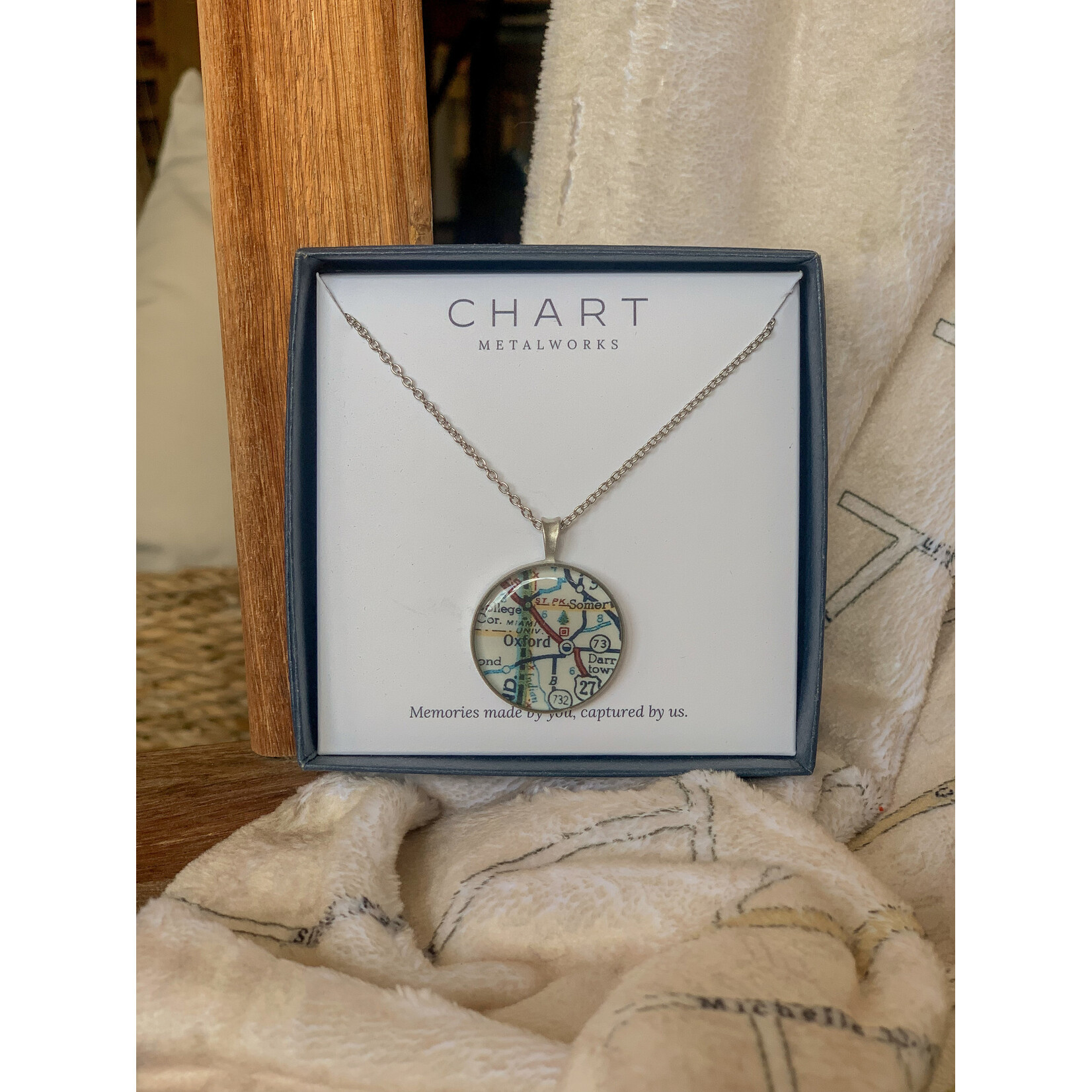Chart Metalworks Chart Oxford Map 1" Charm Necklace