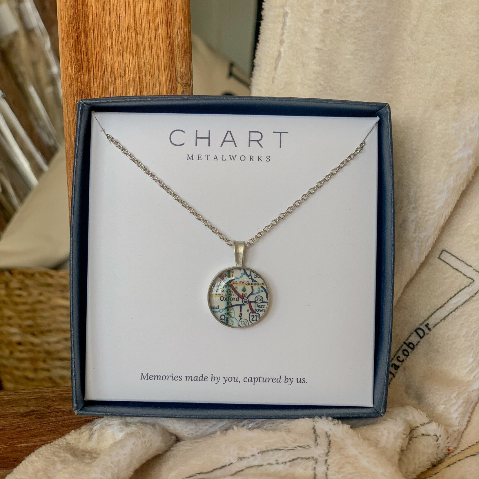 Chart Metalworks Chart Necklace with 5/8" Oxford Map Charm