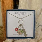 Chart Metalworks Chart Tripolo Necklace, Miami Tag/Oxford & Miami Map/Heart Charm