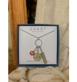 Chart Metalworks Chart Tripolo Necklace, Miami Tag/Oxford & Miami Map/Heart Charm