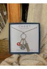 Chart Tripolo Necklace, Oxford Tag/Oxford Map/Heart Charm