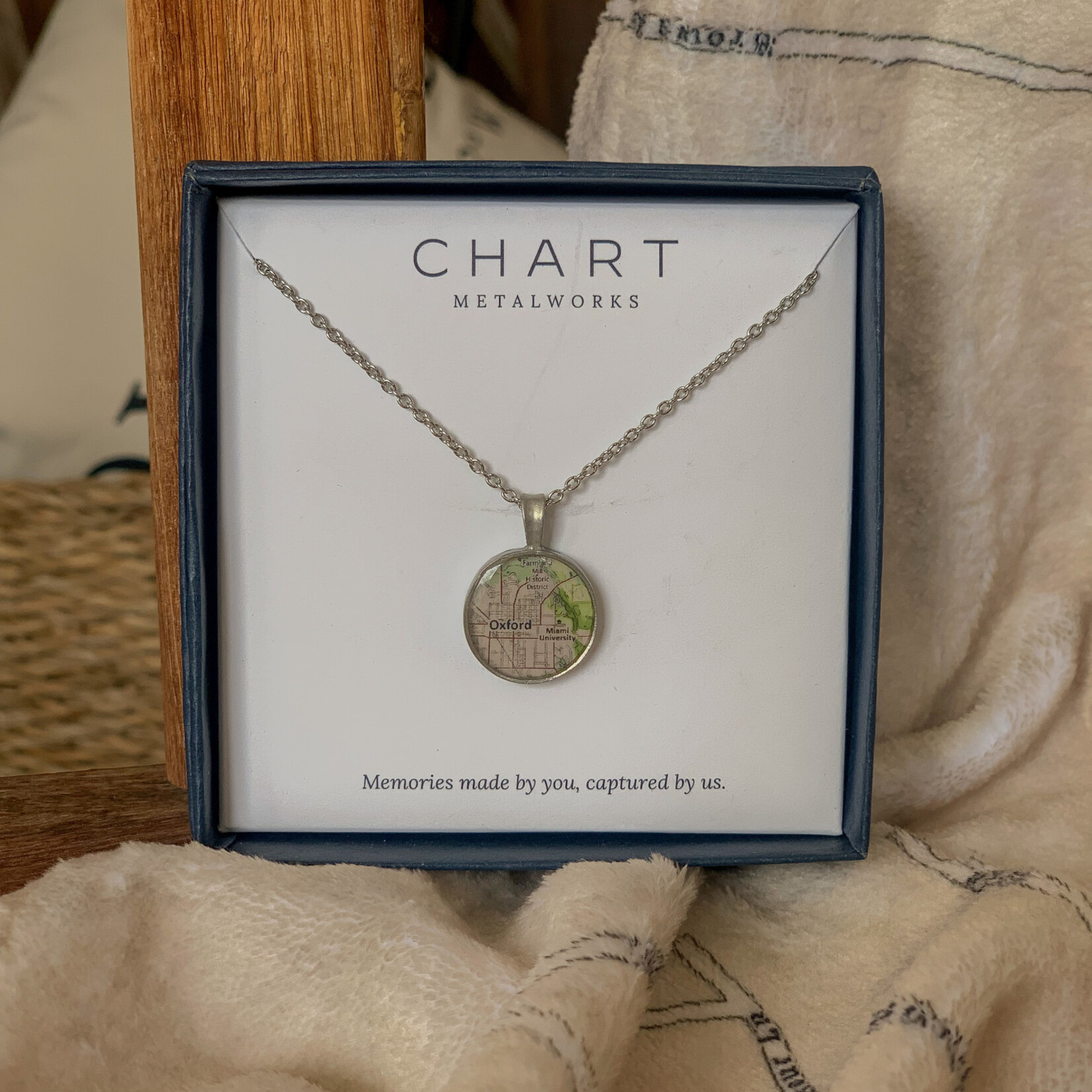 Chart Metalworks Chart Necklace with 5/8" Oxford/Miami Map Charm