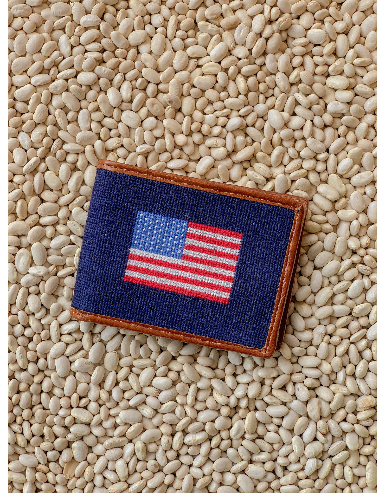 Smathers & Branson S&B Needlepoint Bi-fold Wallet, American Flag on Navy