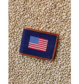 Smathers & Branson S&B Needlepoint Bi-fold Wallet, American Flag on Navy