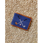 Smathers & Branson S&B Needlepoint Bi-fold Wallet, Crossed Club on classic navy