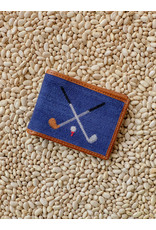 Smathers & Branson S&B Needlepoint Bi-fold Wallet, Crossed Club on classic navy