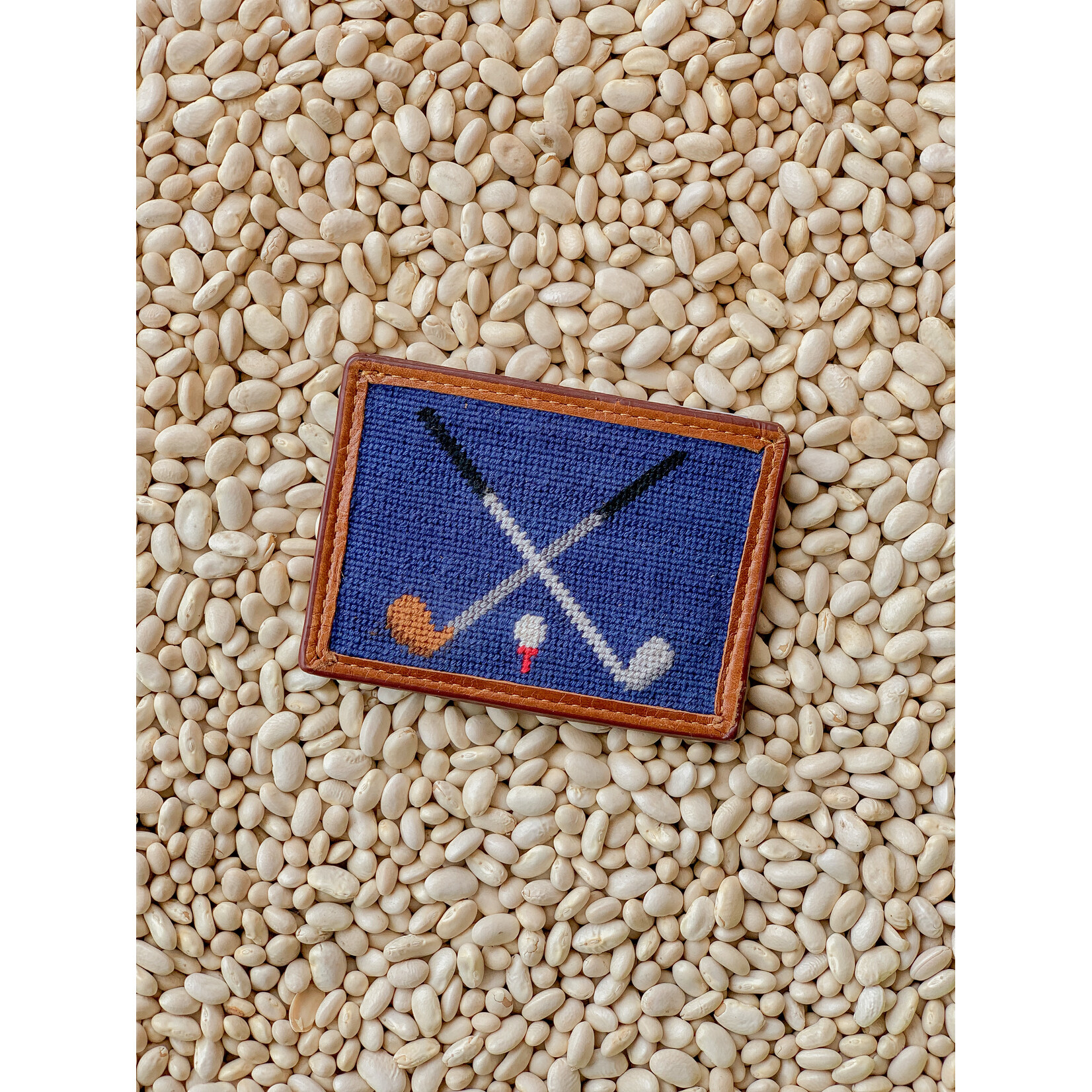 Smathers & Branson Crossed Clubs Needlepoint Card Wallet
