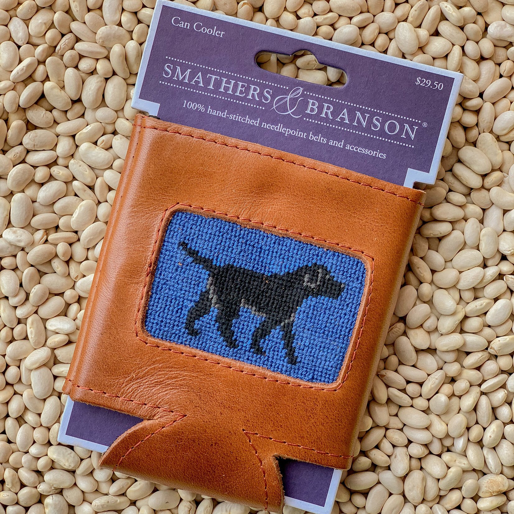Smathers & Branson S&B Needlepoint Can Cooler, Black Lab (blueberry)