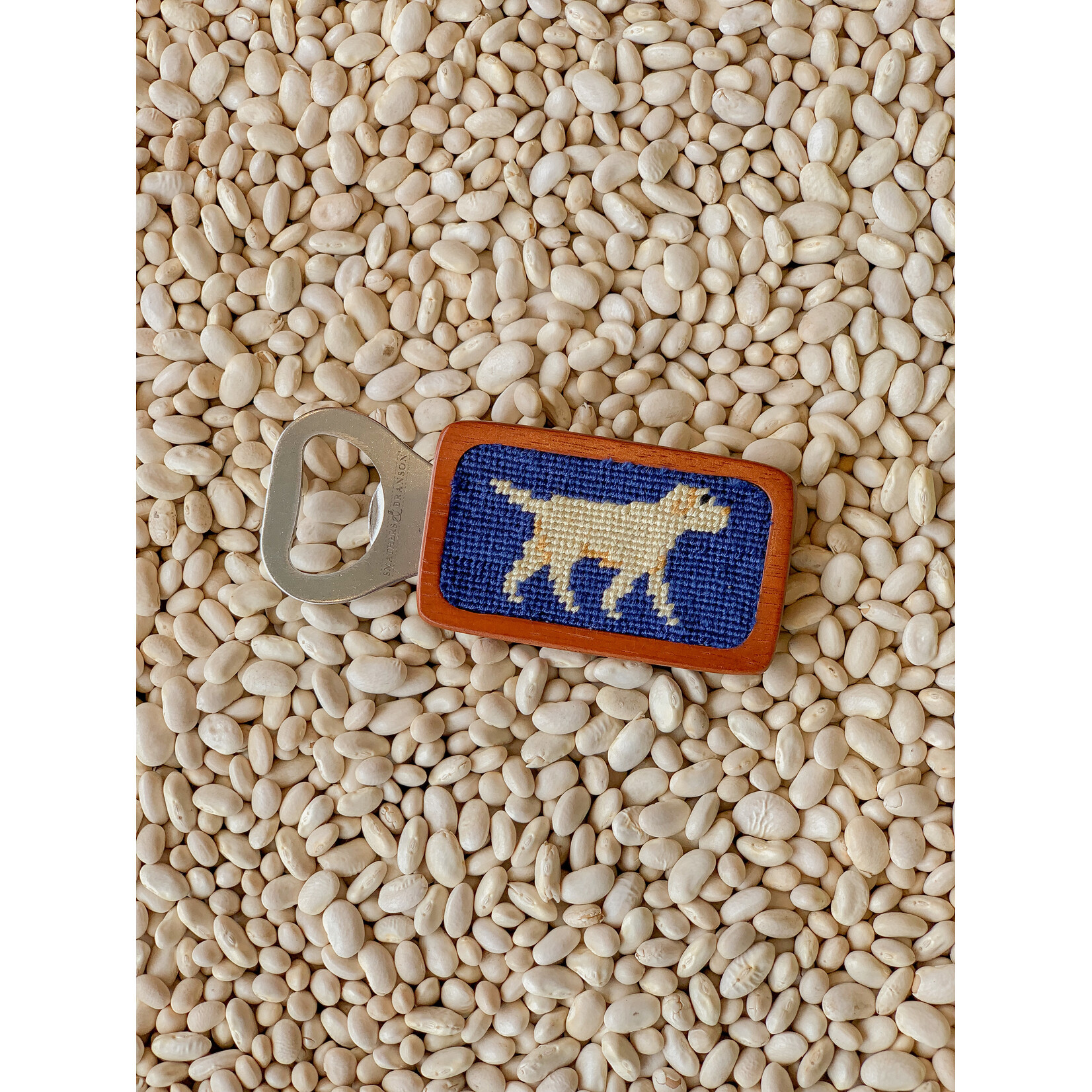 Smathers & Branson S&B Needlepoint Bottle Opener, Yellow Lab on Navy