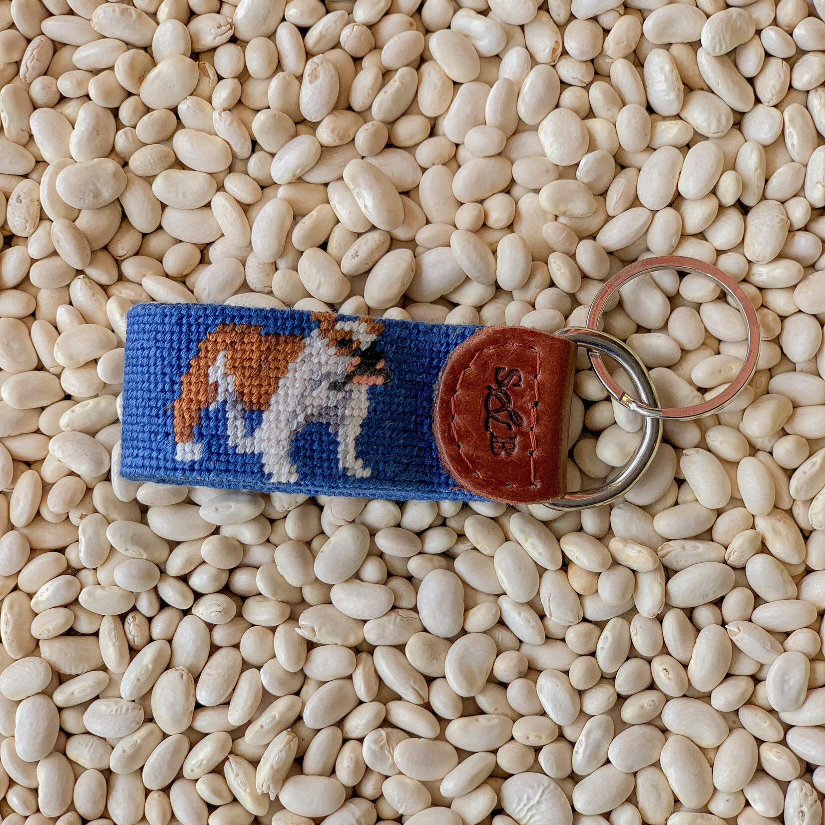 Smathers & Branson S&B Needlepoint Key Fob, Bulldog