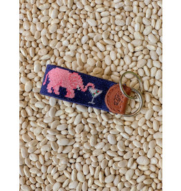 Smathers & Branson S&B Needlepoint Key Fob, Elephant Martini