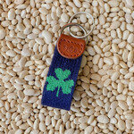 Smathers & Branson S&B Needlepoint Key Fob, Shamrock on dark navy