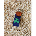 Smathers & Branson S&B Needlepoint Key Fob, Shamrock on dark navy