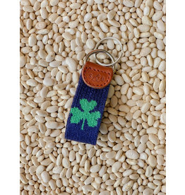 Smathers & Branson S&B Needlepoint Key Fob, Shamrock on dark navy