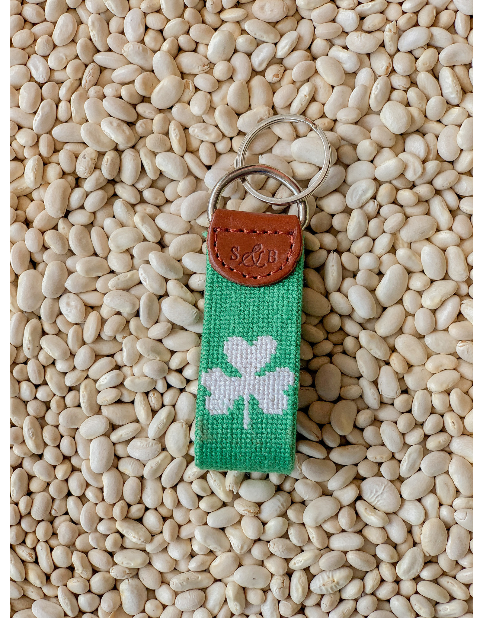 Smathers & Branson S&B Needlepoint Key Fob, Shamrock, Kelly Green
