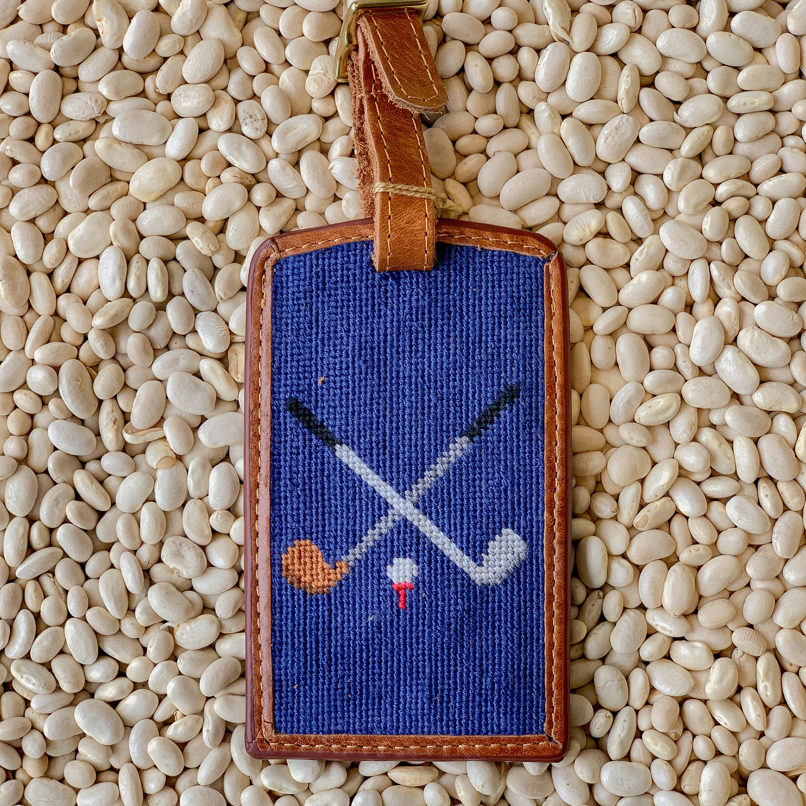 Smathers & Branson S&B Luggage Tag, Crossed Clubs on classic navy