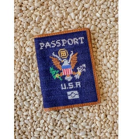 Smathers & Branson S&B Needlepoint Passport Case, dark navy