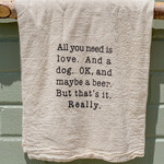 Flour Sack Towel, Love and a Dog
