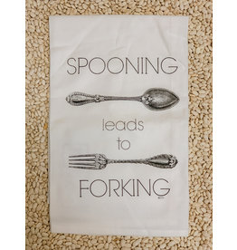 Twisted Wares Flour Sack Towel, Spooning Leads to Forking